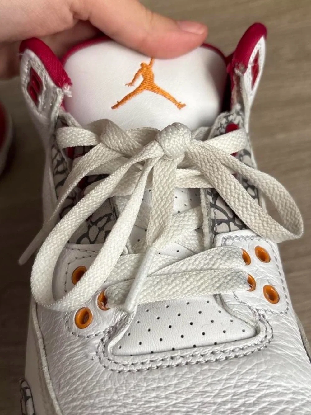 Nike Air Jordan 3 White Red Gold Elephant Print Sneakers